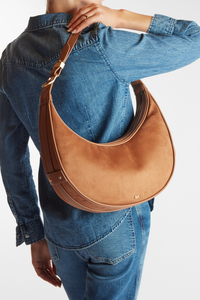 Iris Vegan Suede Crescent Bag
