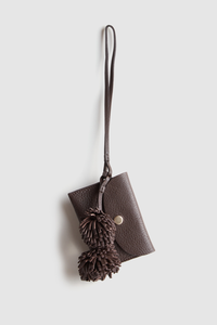 Leather Pom Pom Coin Purse Charm