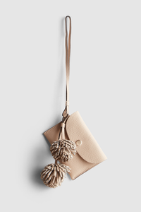 Leather Pom Pom Coin Purse Charm